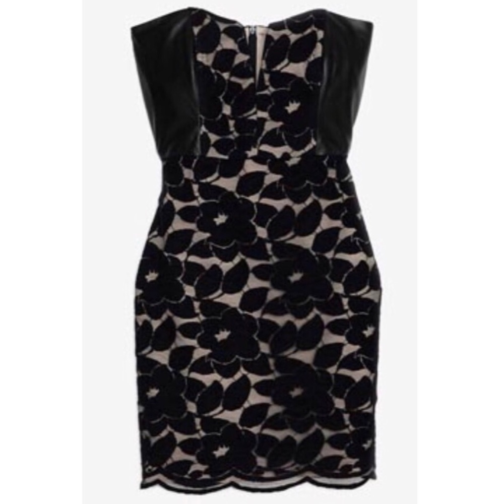 michelle mason leather dress Mason Michelle Mason leather sleeve Black Dress-sold out